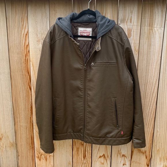 Levi’s brown bomber jacket w hoodie XXL - Picture 1 of 12